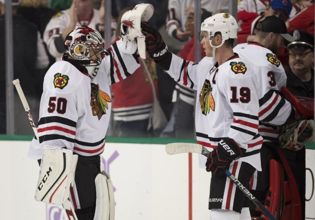 Chicago Blackhawks Corey Crawford and Jonathan Toews