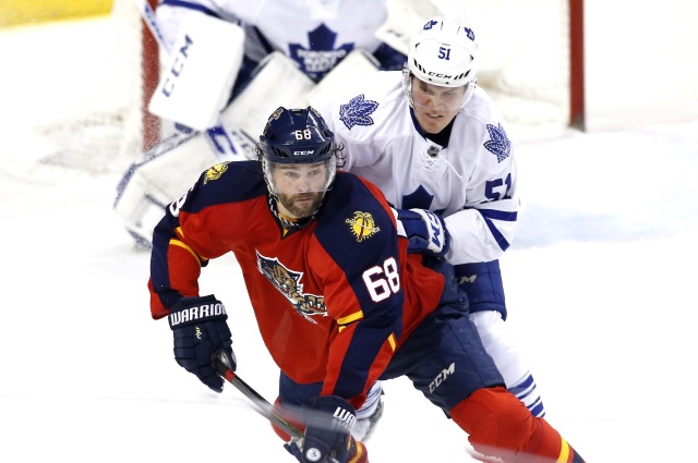 Jake Gardiner and Jaromir Jagr