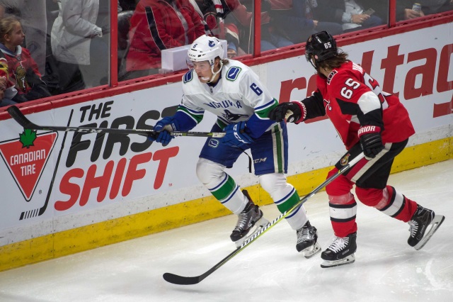 Eerily quiet on the Erik Karlsson front as he skates with teammates in Ottawa. The Vancouver Canucks and Brock Boeser will talk next week about an extension.