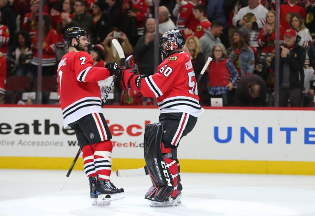 Injury updates on Chicago Blackhawks Corey Crawford and Brent Seabrook