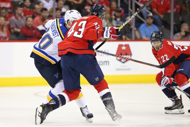 Washington Capitals forward Tom Wilson has been suspended for 20 games for an illegal head check on St. Louis Blues forward Oskar Sundqvist.