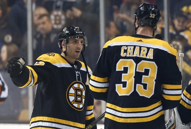 Zdeno Chara and Patrice Bergeron