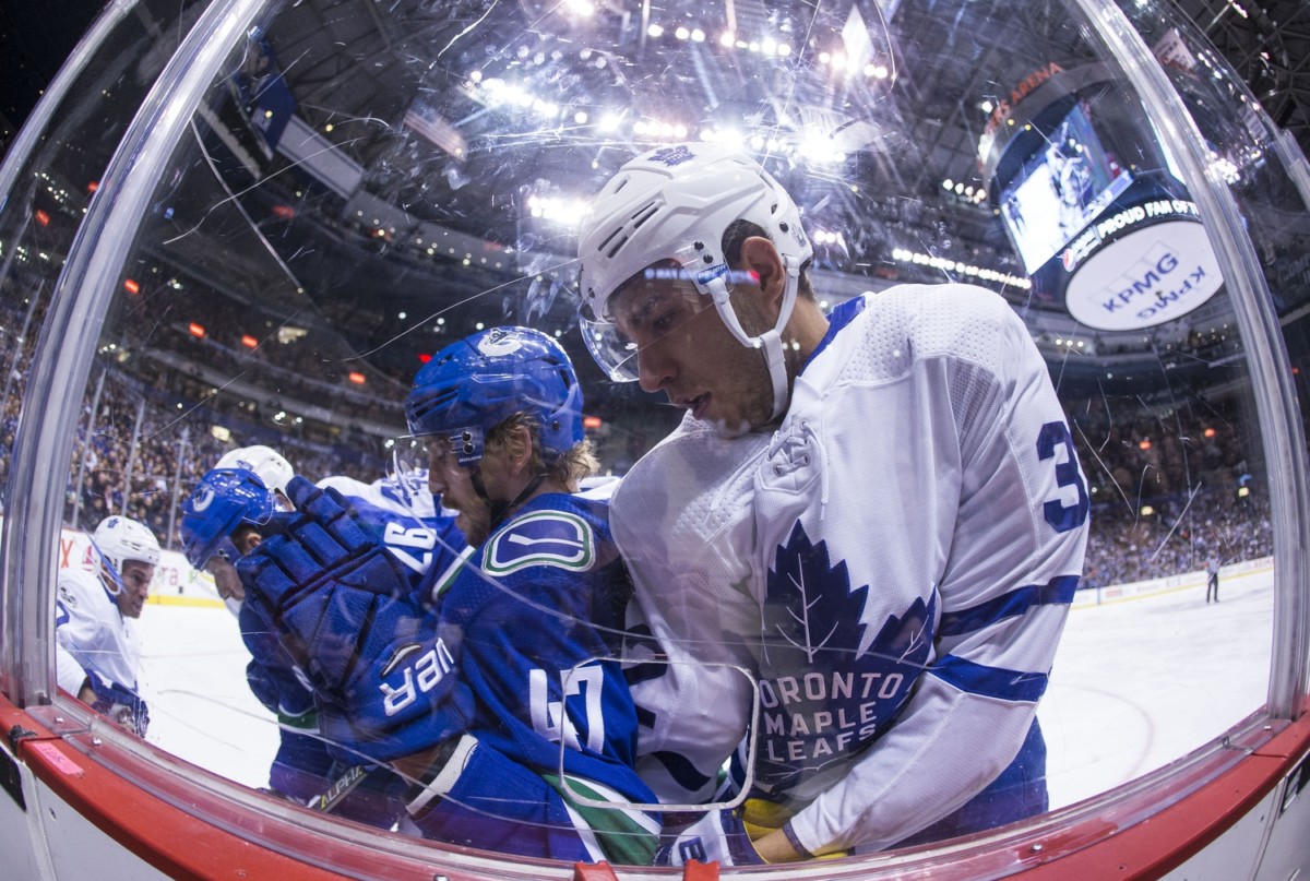 The Toronto Maple Leafs have traded forward Josh Leivo to the Vancouver Canucks.