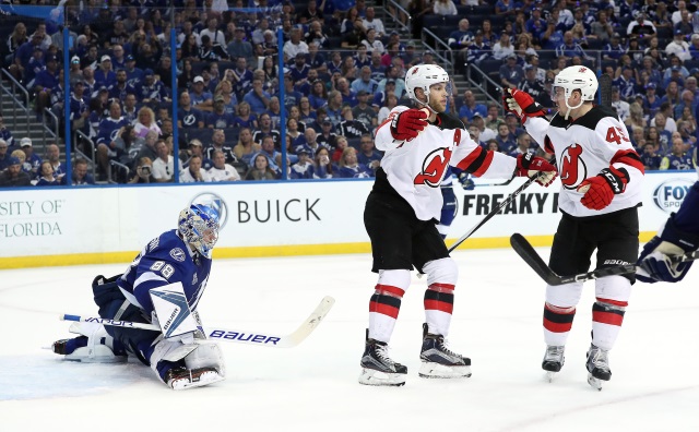 The Devils won't shut Taylor Hall down. Sami Vatanen not practicing.