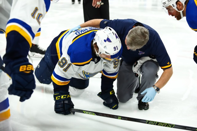 St. Louis Blues forward Vladimir Tarasenko will be evaluated in 10 days