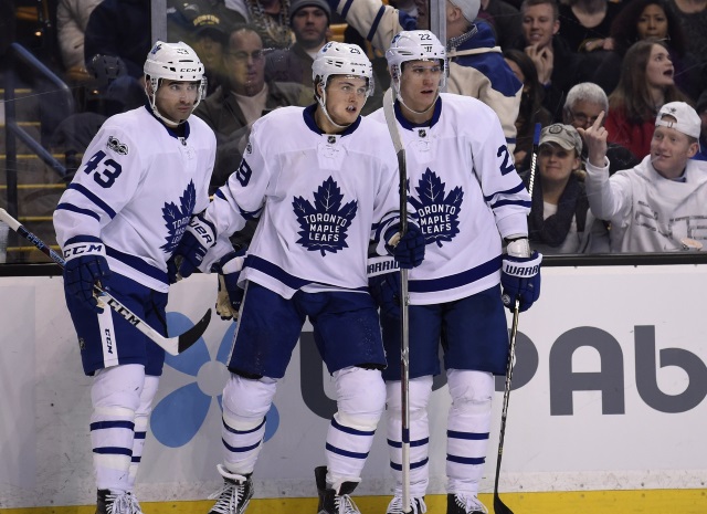 Toronto Maple Leafs Nazem Kardi, William Nylander and Nikita Zaitsev