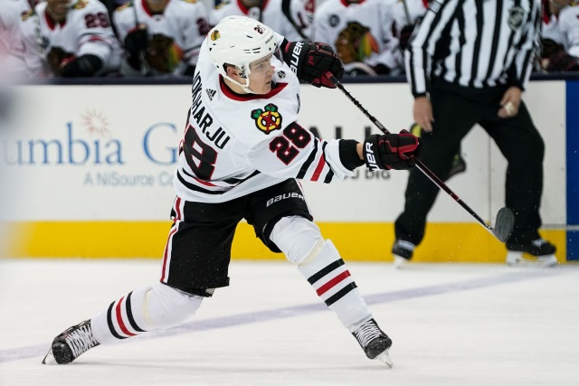 The Chicago Blackhawks have traded defenseman Henri Jokiharju to the Buffalo Sabres for forward Alex Nylander.