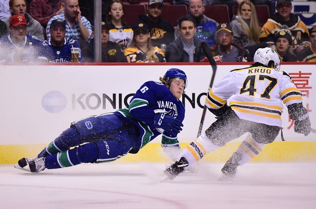 NHL Rumors: Vancouver Canucks GM talks Loui Eriksson, salary cap, and Brock Boeser. No new extension talks between the Boston Bruins and Torey Krug.