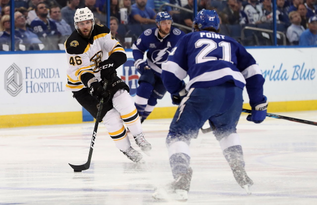 David Krejci hasn't been on the ice in a week. Brayden Point loses his no-contact jersey.