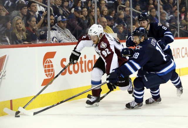 Nathan MacKinnon pulled as a precaution. Bryan Little suffered a perforated ear drum but was released from the hospital.