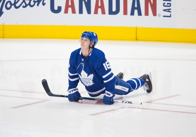 Mitch Marner participates in a full practice.