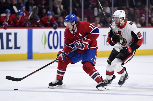 Canadiens Brendan Gallagher leaves with an upper-body injury