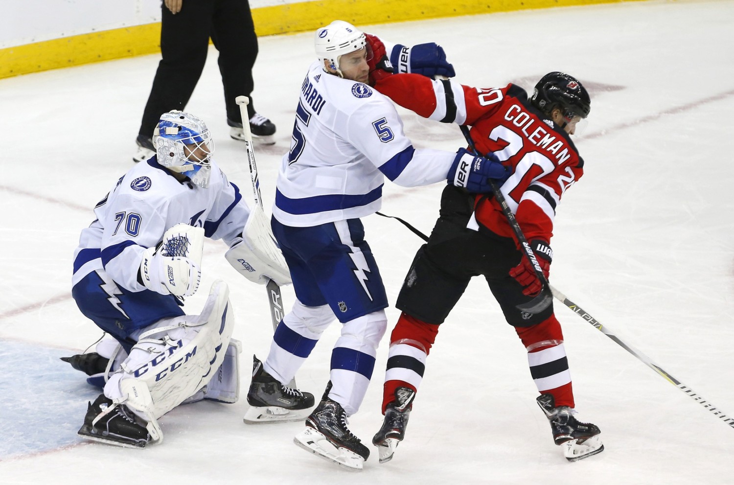 The New Jersey Devils have traded forward Blake Coleman to the Tampa Bay Lightning for Nolan Foot and a 2020 1st round pick.