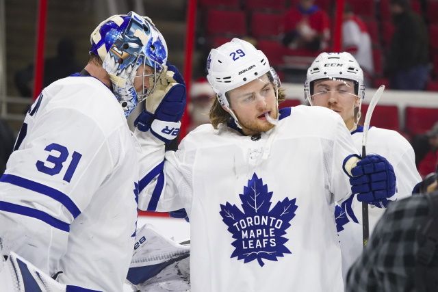 Toronto Maple Leafs William Nylander and Frederik Andersen