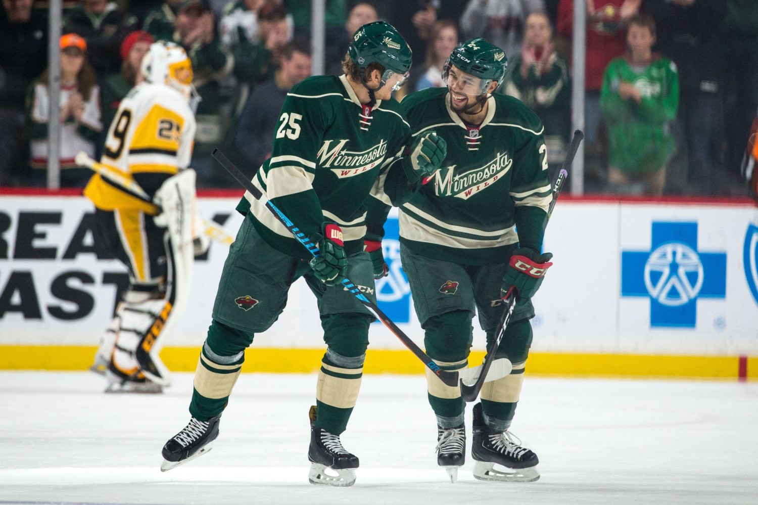 Minnesota Wild defensemen Matt Dumba and Jonas Brodin