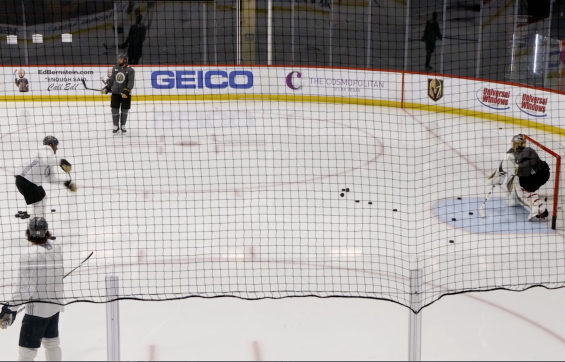 Vegas Golden Knights players on the ice