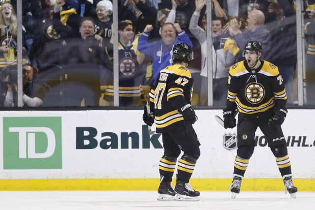 Boston Bruins pending free agents Jake DeBrusk and Torey Krug.