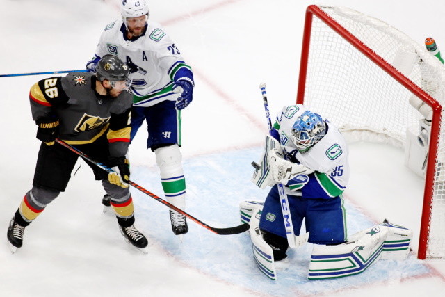 Jacob Markstrom was unfit to play but Thatcher Demko was up to the challenge, making 42 saves in a 2-1 win over the Vegas Golden Knights.