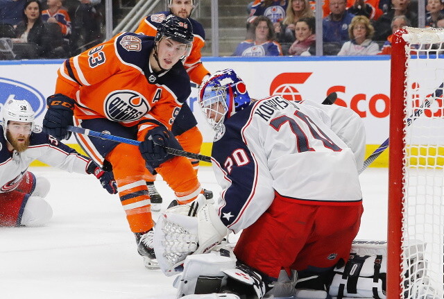 Ryan Nugent-Hopkins, Adam Larsson want to stay with the Edmonton Oilers. Who do the Blue Jackets trade, Joonas Korpisalo or Elivs Merzlikins?