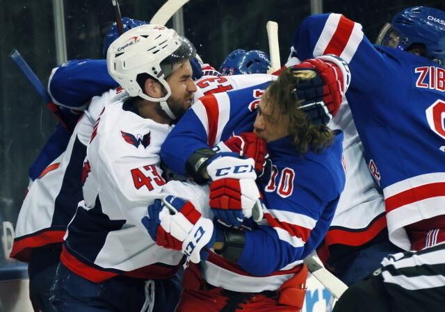 Washington Capitals Tom Wilson was fined $5,000 for roughing New York Rangers Pavel Buchnevich, nothing for roughing Artemi Panarin.