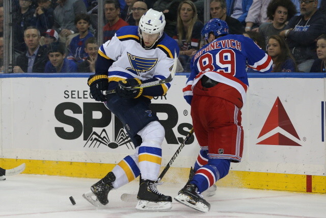 The New York Rangers have traded forward Pavel Buchnevich to the St. Louis Blues for Sammy Blais and a 2022 2nd round pick.