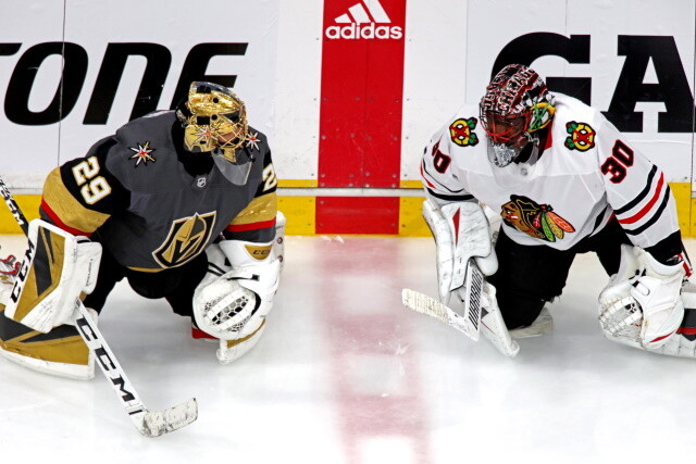 The Vegas Golden Knights have traded goaltender Marc-Andre Fleury to the Chicago Blackhawks for forward Mikael Hakkarainen.