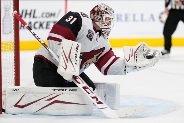 The Arizona Coyotes have traded goaltender Aiden Hill and a 2022 seventh round pick to the San Jose Sharks for Josef Korenar and a 2022 second-round pick.