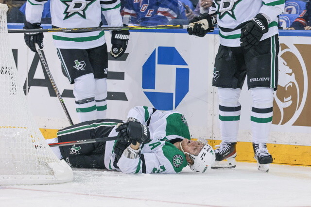 John Klingberg, Braden Holtby leave in the third. Bernier should be ready but Blackwood isn't. Petr Mrazek doesn't come out for the third.