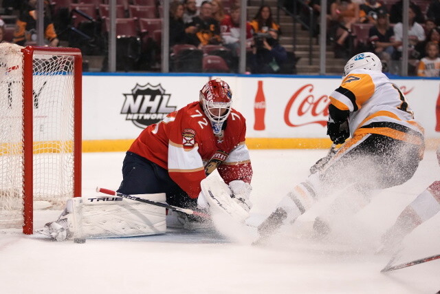 Avs get three bodies back. Aleksander Barkov, Sergei Bobrovsky out. Bryan Rust returns to the Penguins lineup. Petr Mrazek tweaks groin.