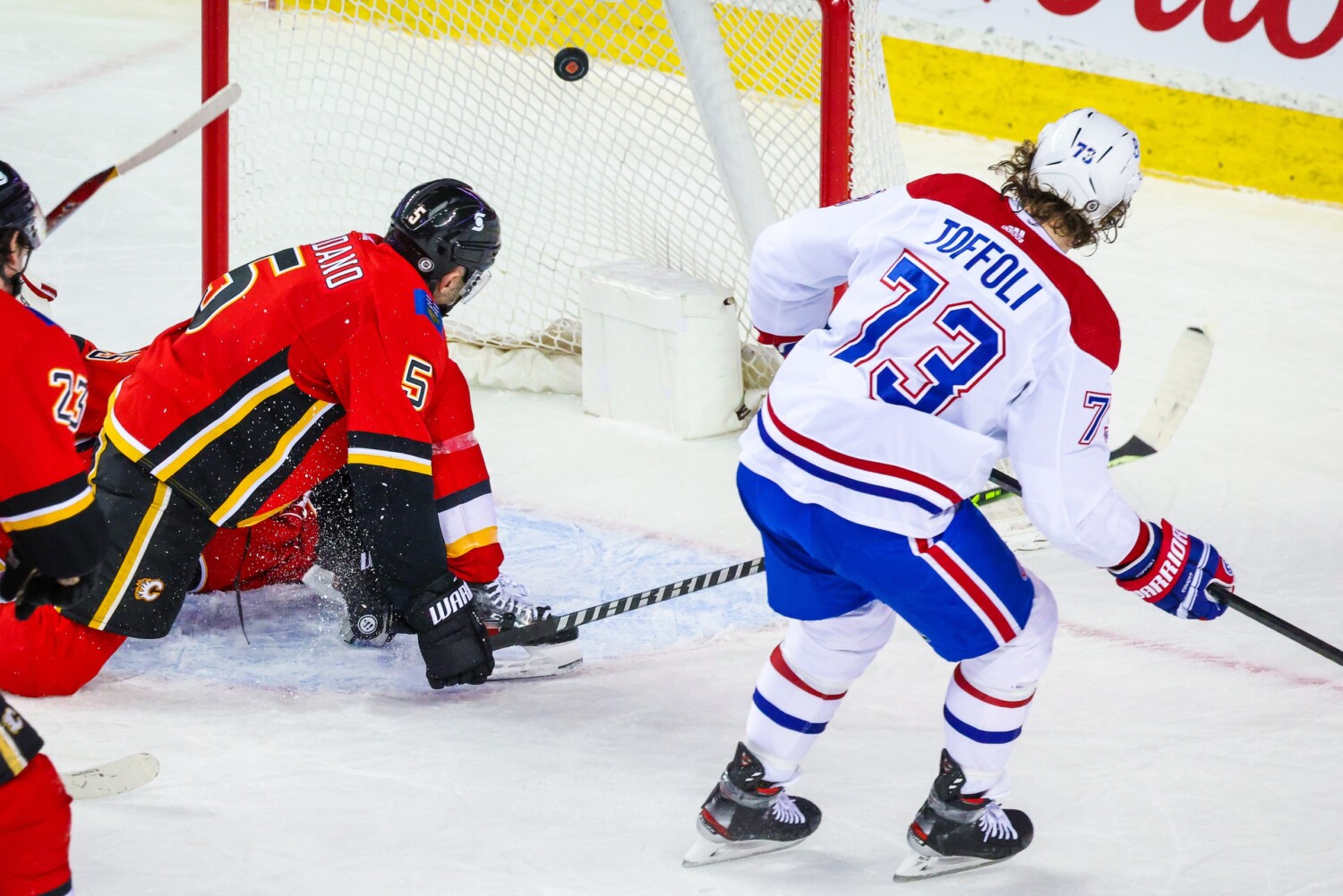 The Montreal Canadiens have traded forward Tyler Toffoli to the Calgary Flames for a 2022 first-round pick, a 2024 fifth-round pick, Emil Heinemann and Tyler Pitlick.