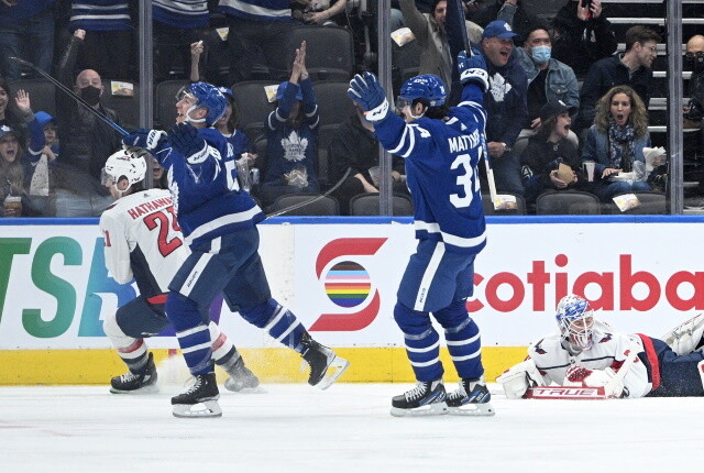 Matthew Knies going back to Minnesota. Auston Matthews becomes third Toronto Maple Leafs player to record 100 points in team history.