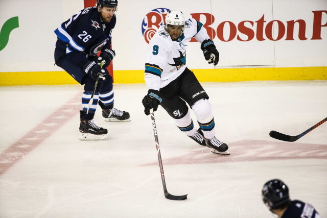 The Winnipeg Jets strip Blake Wheeler of his captaincy. The Sharks and Evander Kane reach a settlement. Jake McCabe back on the ice.