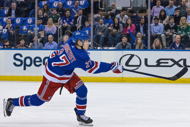 With training camps about to open, the New York Rangers have traded defenceman Nils Lundkvist to the Dallas Stars.