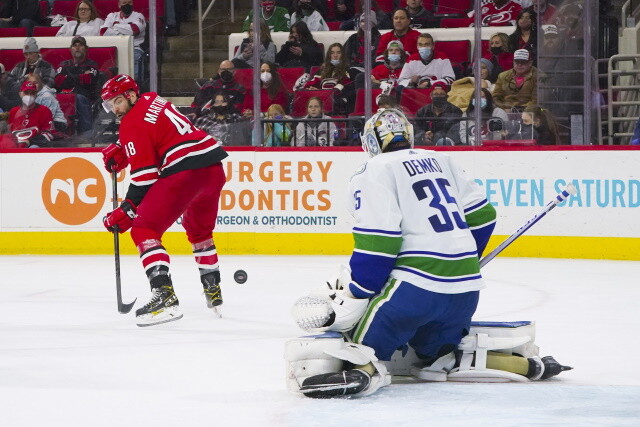 The Vancouver Canucks, Chicago Blackhawks make a trade. The Carolina Hurricanes are hoping to sneak Jordan Martinook through waivers.