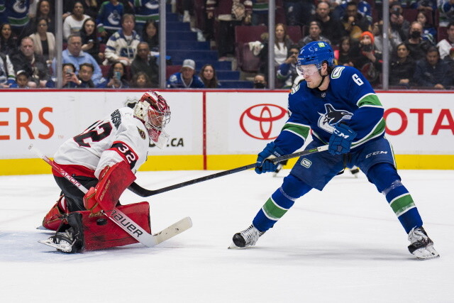 Three-four weeks is accurate for Brock Boeser. Jake Muzzin's back is progressing. Players put on waivers. Gustav Nyquist day-to-day.