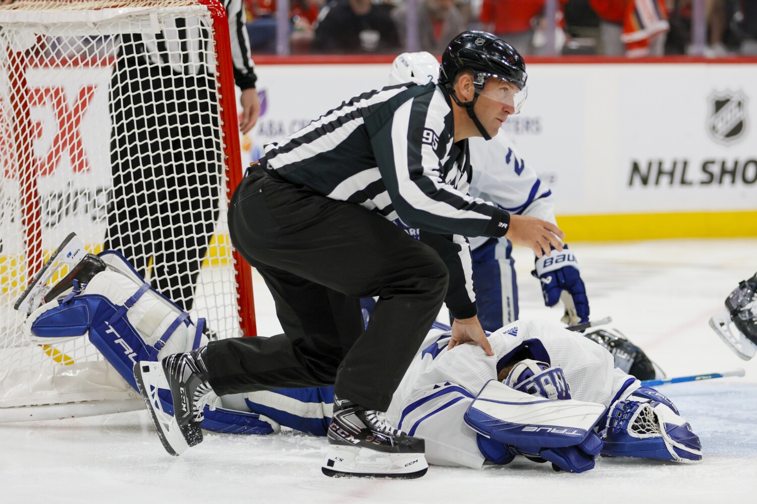 The NHL draft lottery begins at 8 PM ET. Maple Leafs goaltender Ilya Samsonov and Stars defenseman Miro Heiskanen exited their games early.