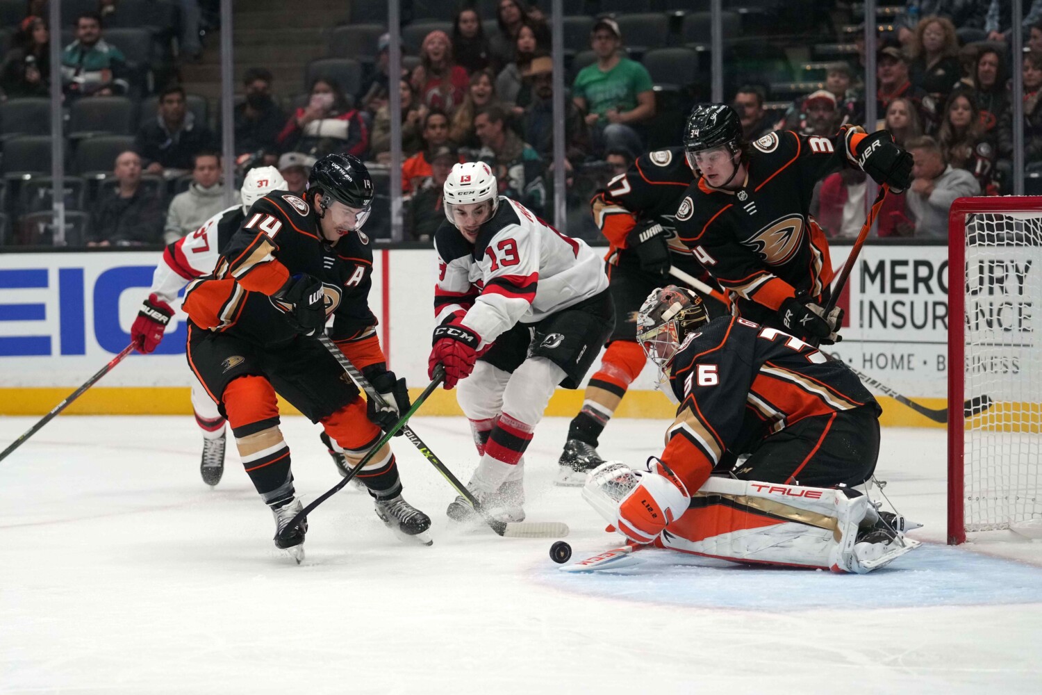 John Gibson makes a great save but injures himself. Nico Nischier is day-by-day. Timothy Liljegren is good to go but Jake McCabe isn't.