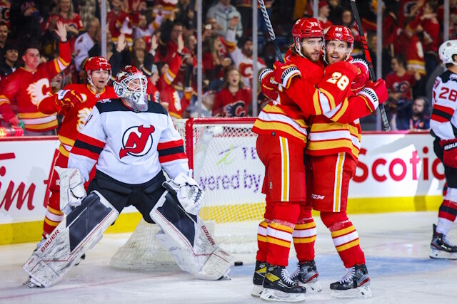 Noah Hanifin says there is nothing new to report regarding a contract. Calgary Flames GM says things are status quo with their free agents.