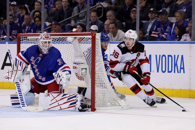 Andrew Mangiapane suspended for a game. Jack Hughes is out week-to-week. Igor Shesterkin is listed as day-to-day.