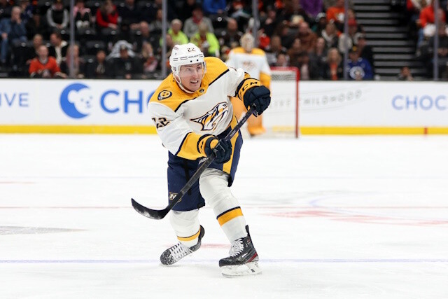 The Nashville Predators have already used two retention slots, and don't want to use one this early on Tyson Barrie.