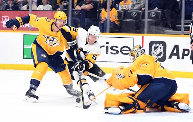 Would the Nashville Predators consider trading Juuse Saros? Jake Guentzel is a real tough decision for the Pittsburgh Penguins.