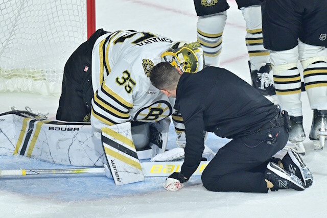 Linus Ullmark leaves in OT, no update likely until Thursday. Jack Hughes will be out weeks, not months. Alex Ovechkin, a little "Nicked-up."