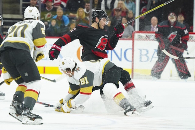 It may not be looking good for Brett Pesce. William Nylander misses Game 2. Mark Stone returns. Andrew Peeke leaves in the second.