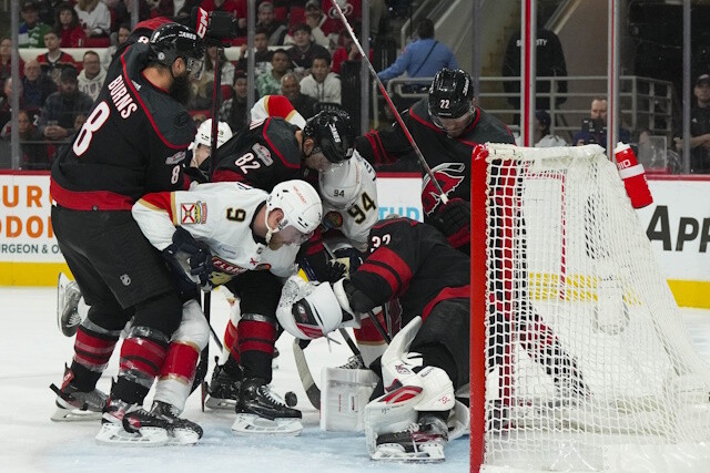 Brett Pesce out for at least the first round. Sam Bennett out at least a week. The Dallas Stars lose two forwards in the third period.