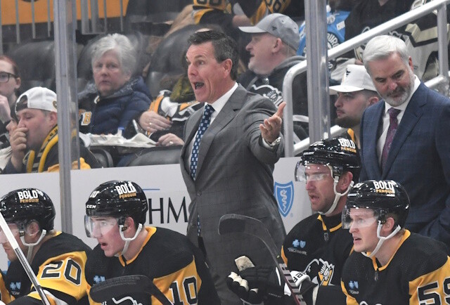 The New Jersey Devils haven't asked for permission to speak with the Pittsburgh Penguins coach. Coaching candidates for the San Jose Sharks.